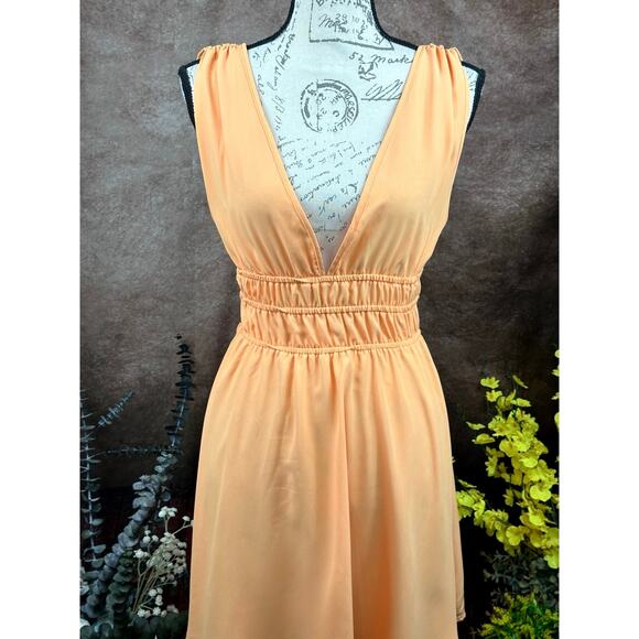 Semi Backless Sleeveless Gathered Waist Vero Moda Bonni Catch Mini Dress OrangeM - Picture 3 of 16
